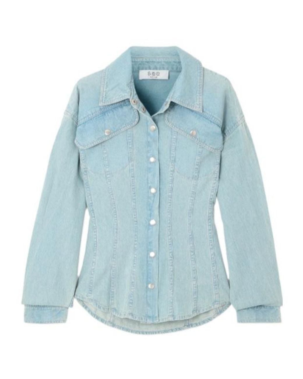 Sea Blue Patchwork Denim Shirt