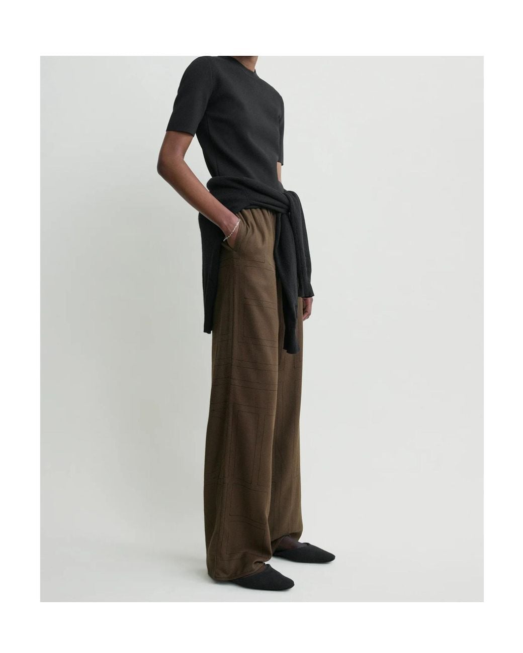 Totême  Brown Totême Monogram Flannel Straight Leg Trousers