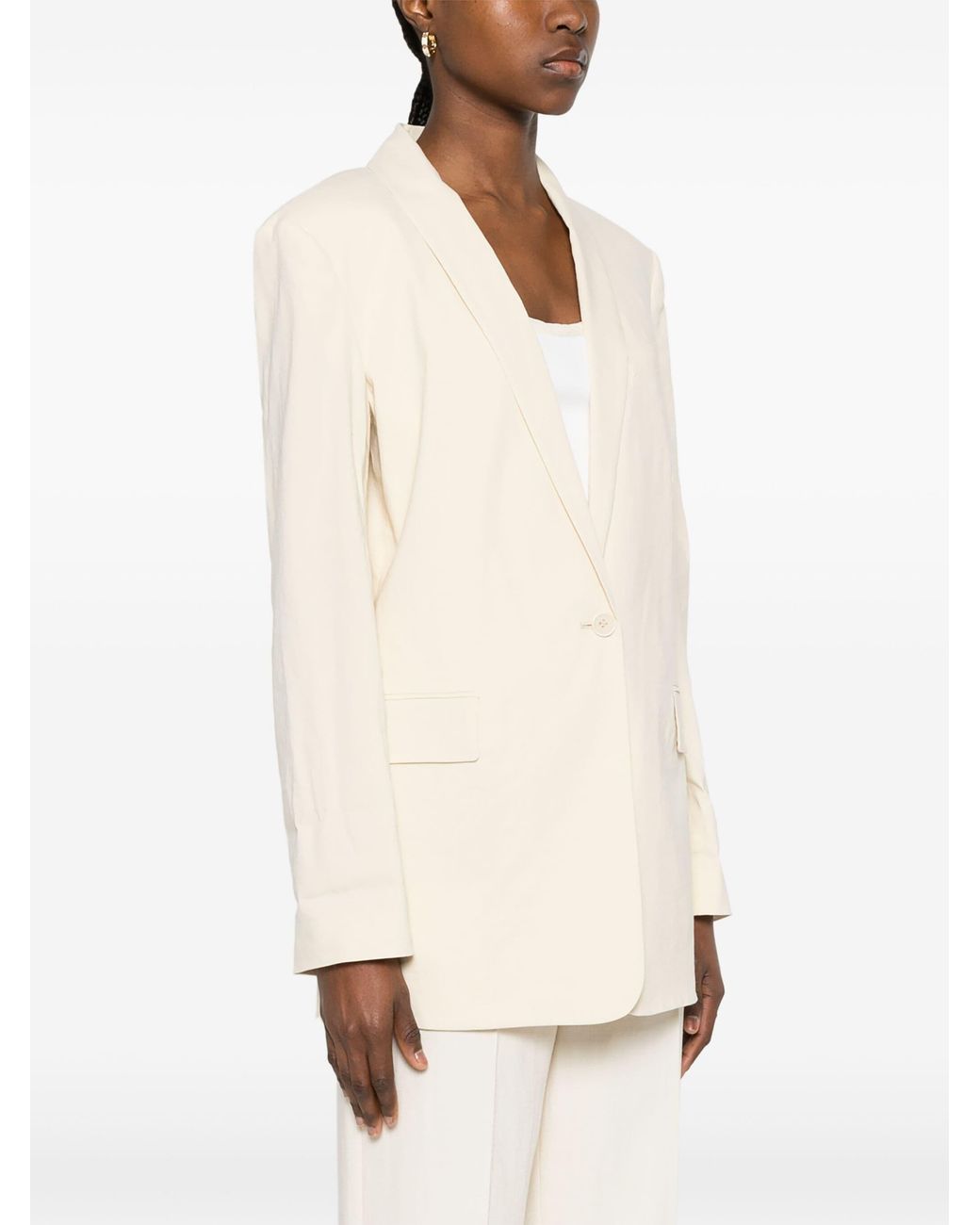 Theory White Shawl-Lapels Single-Breasted Blazer