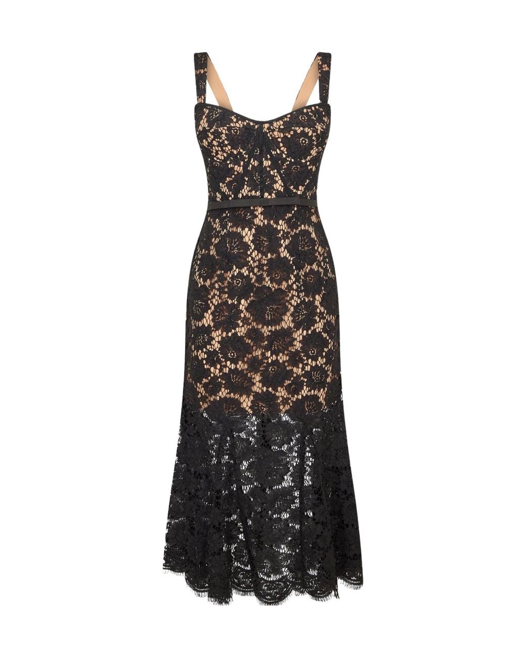 Self-Portrait Black Exquisite Lace Simple Dress