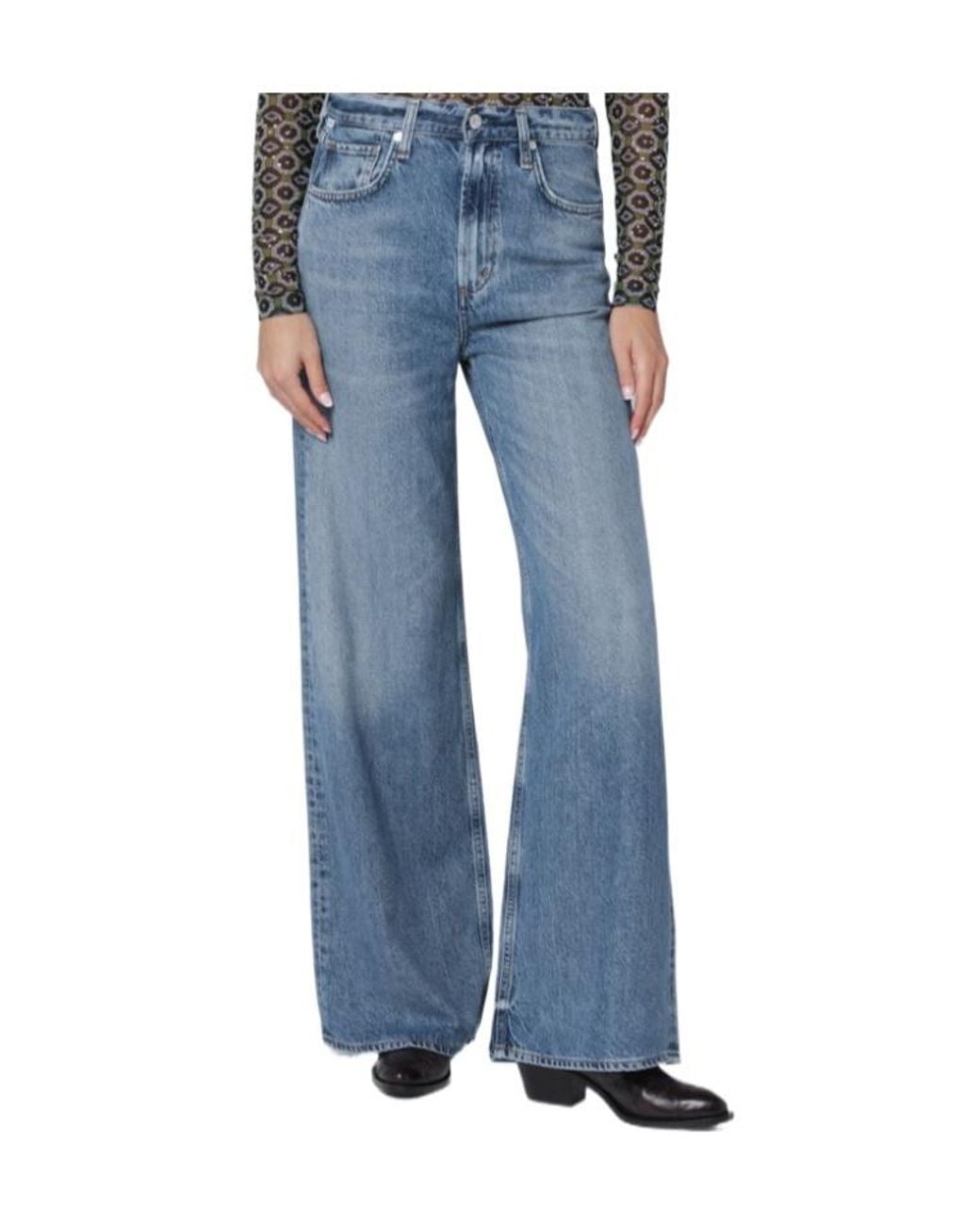 Citizens of Humanity Blue High-Rise Wide-Leg Jeans