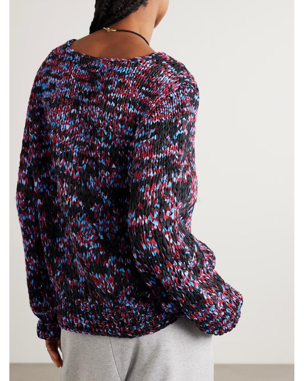 Dries Van Noten Blue Oversized Frayed Sweater