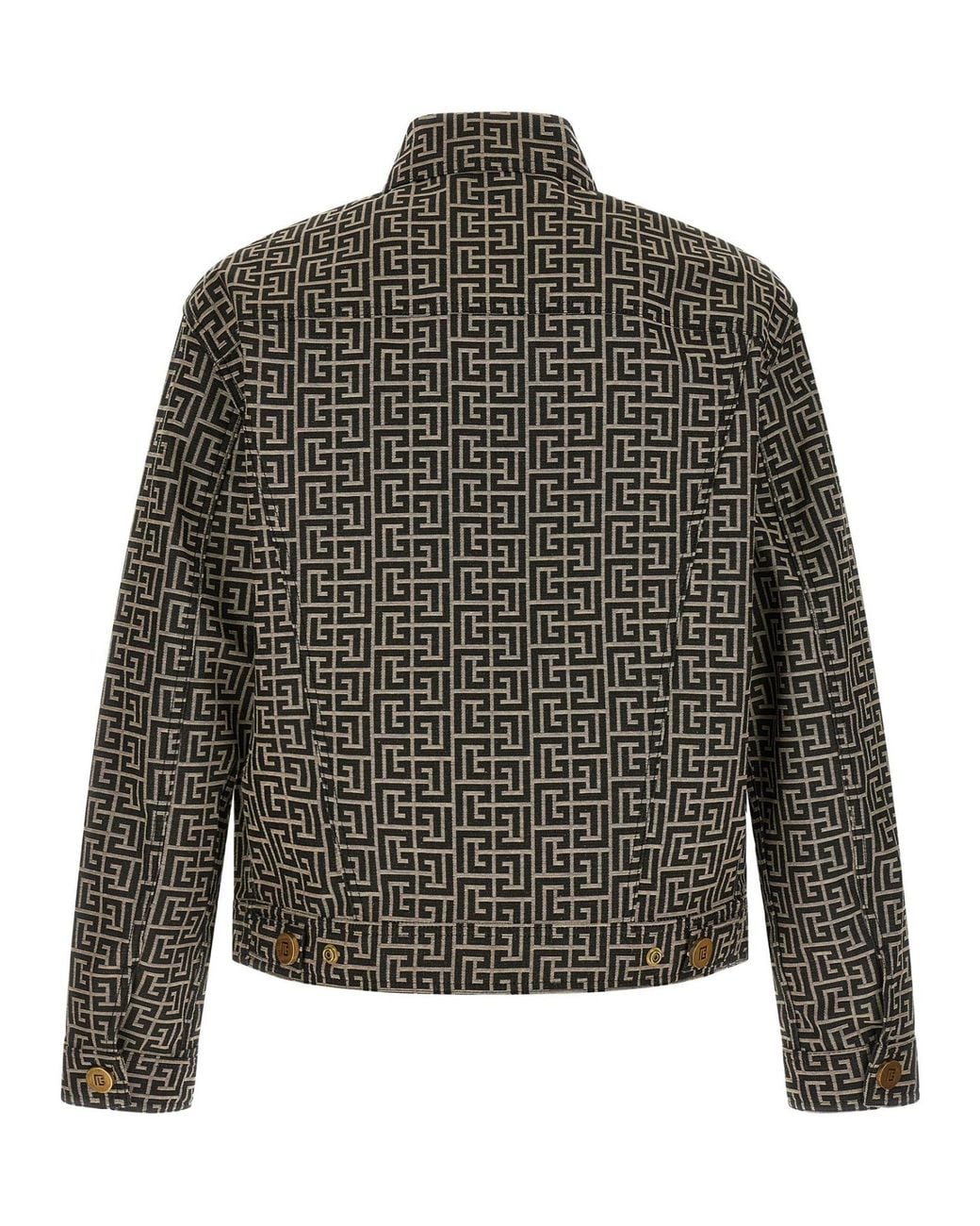 Balmain Green Long Sleeved Jacquard Monogram Jacket for men