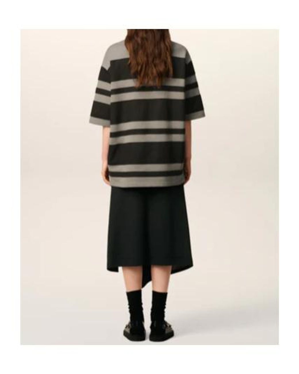 AMI Gray Ami De Coeur Striped Cotton Polo Shirt for men