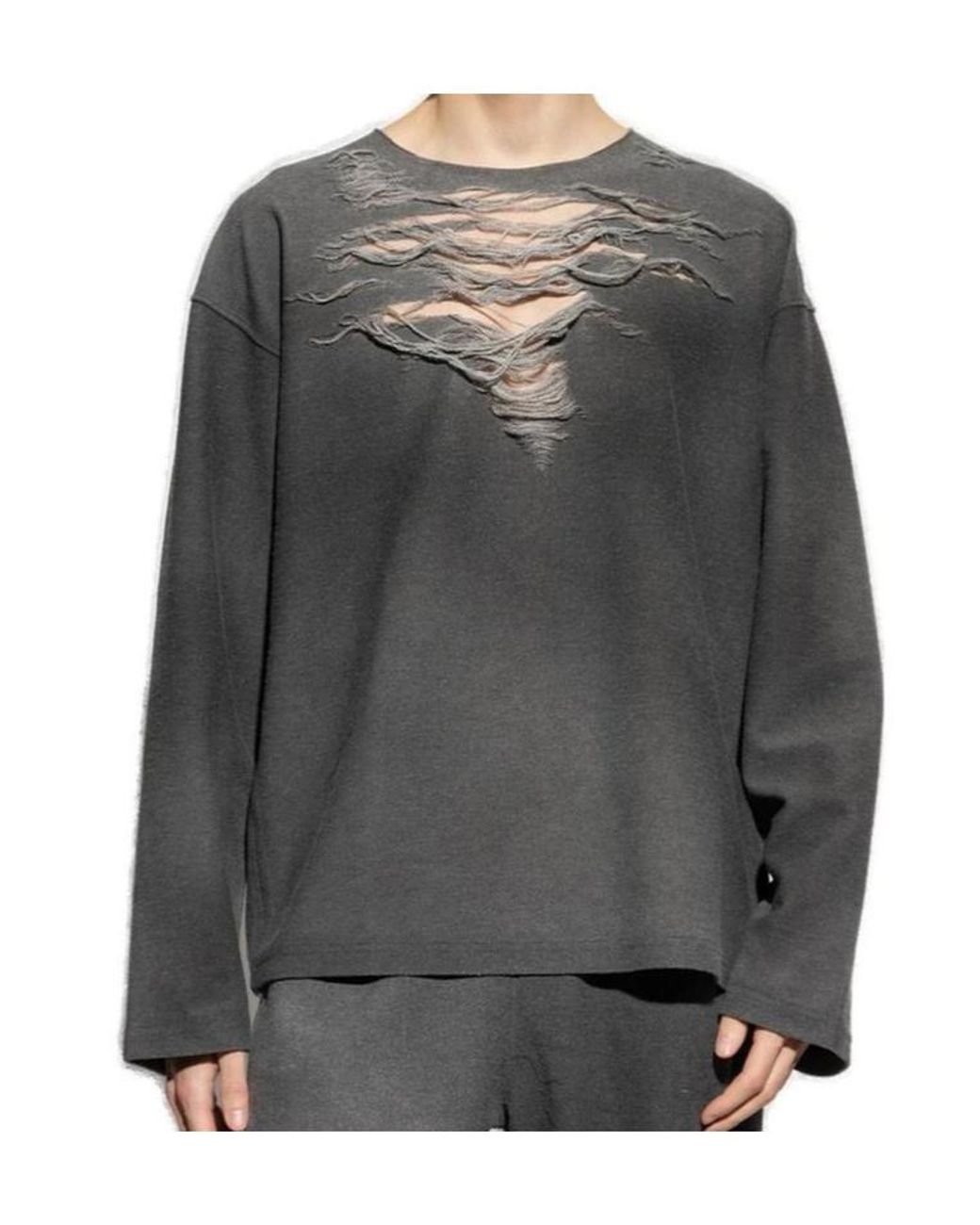 DIESEL Gray S-Ruben Distressed Sweatshirt for men