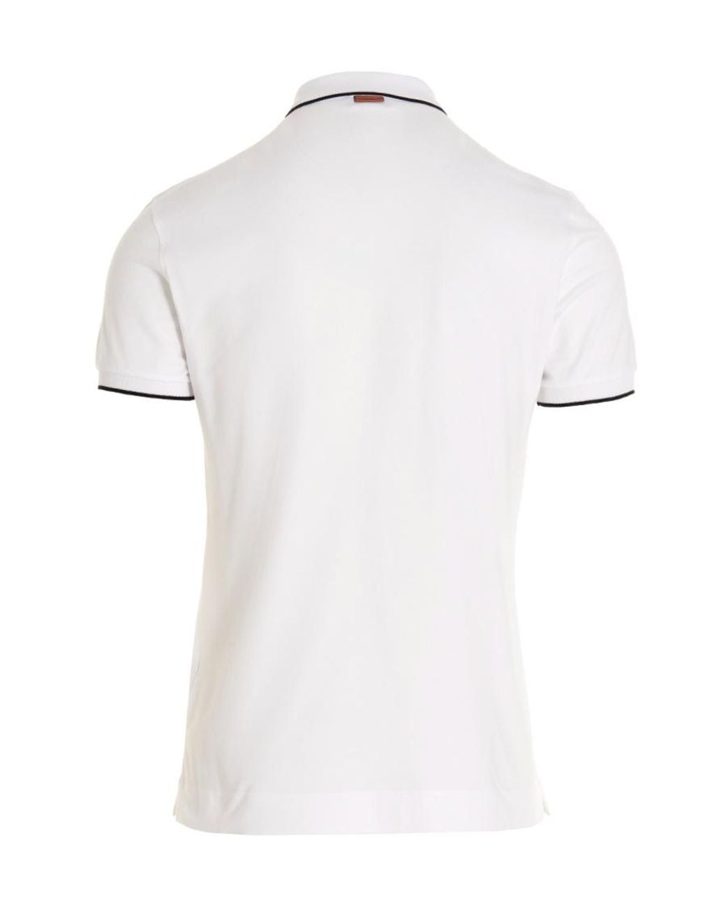 Zegna White Logo-Embroidered Short-Sleeved Polo Shirt for men