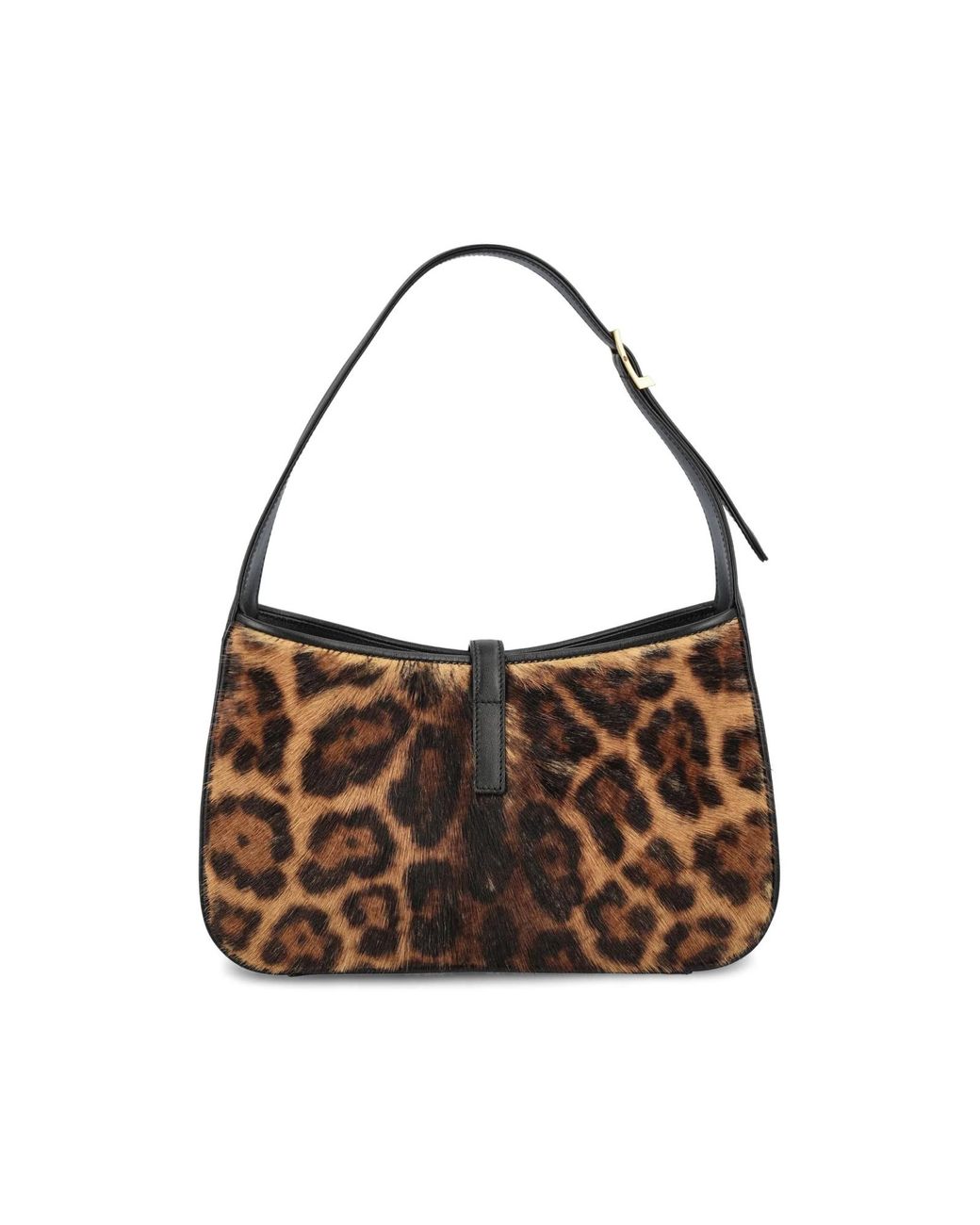 Saint Laurent Brown Leopard Patterned Logo Plaque Tote Bag