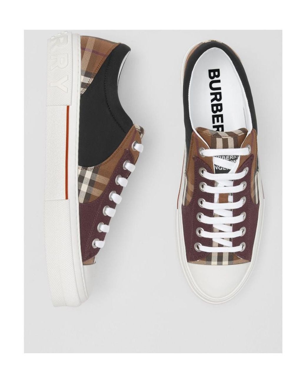 Burberry Brown Vintage Check Canvas High-top Sneaker for men