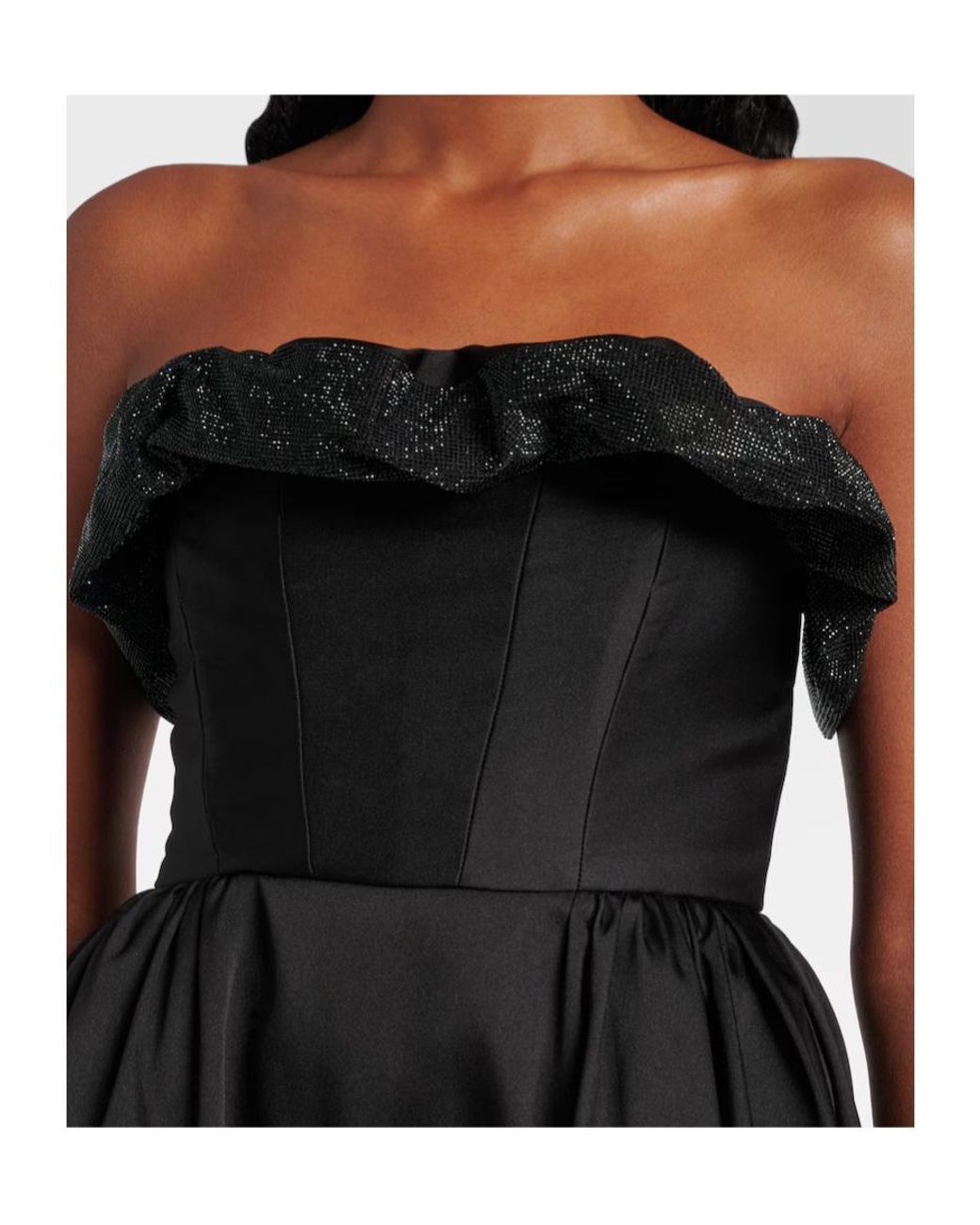 Roland Mouret Black Ruffled Strapless Gown