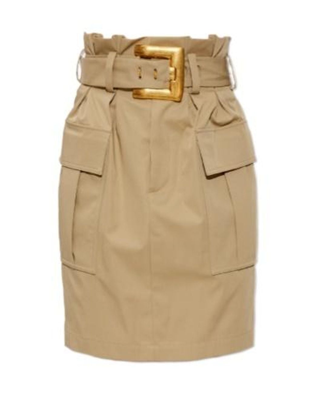 Balmain Natural Belted Cargo Mini Skirt
