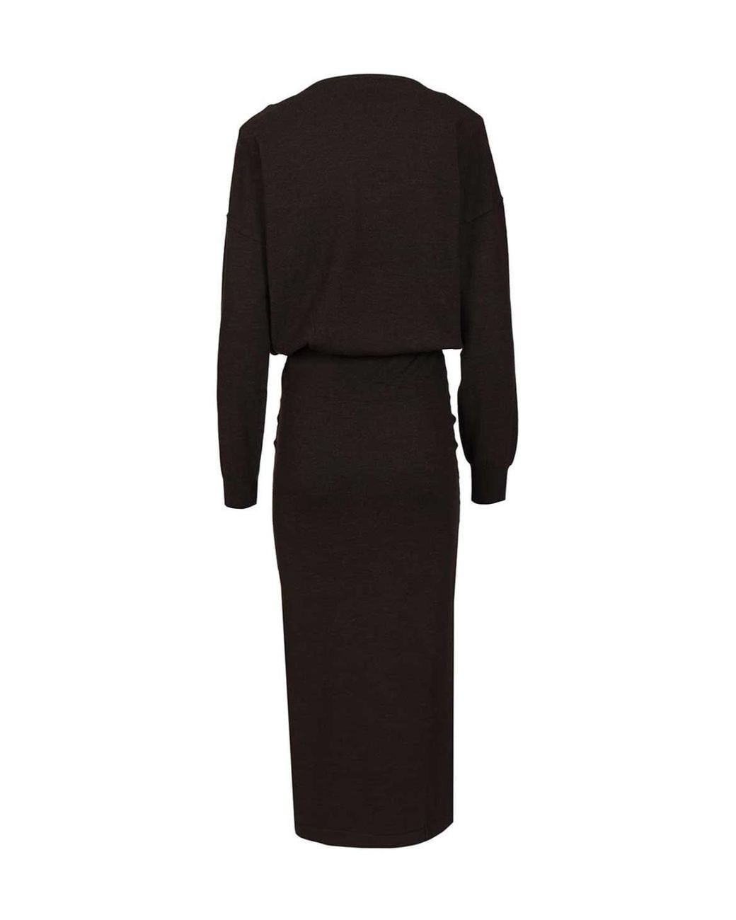 P.A.R.O.S.H. Black Boat-Neck Midi Dress