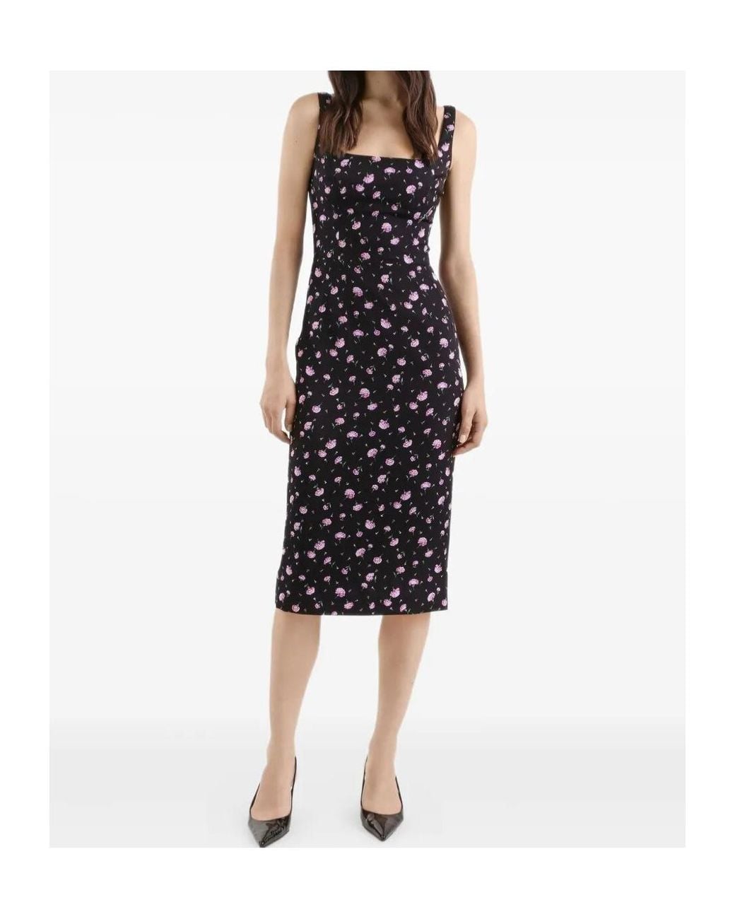 Dolce & Gabbana Black Floral Print Dress