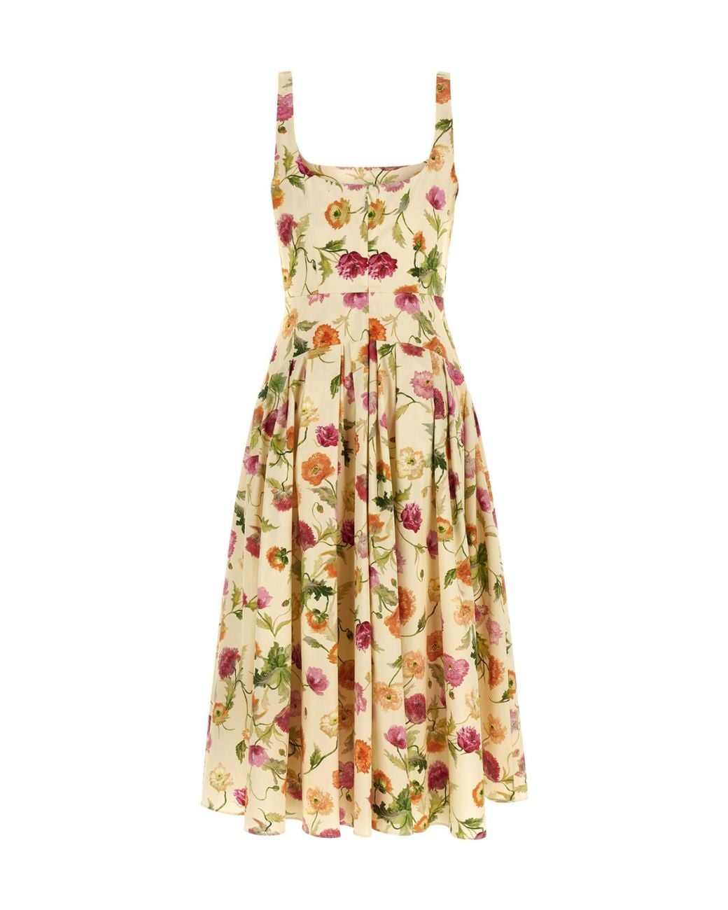 Carolina Herrera Metallic Wells Floral Midi Dress