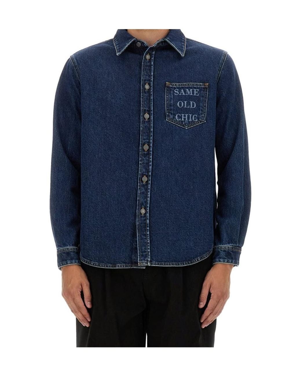 Moschino Blue Long Sleeve Shirt for men