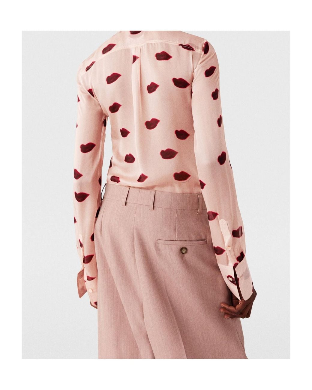 Stella McCartney Pink Lips-Printed Scarf-Detailed Blouse