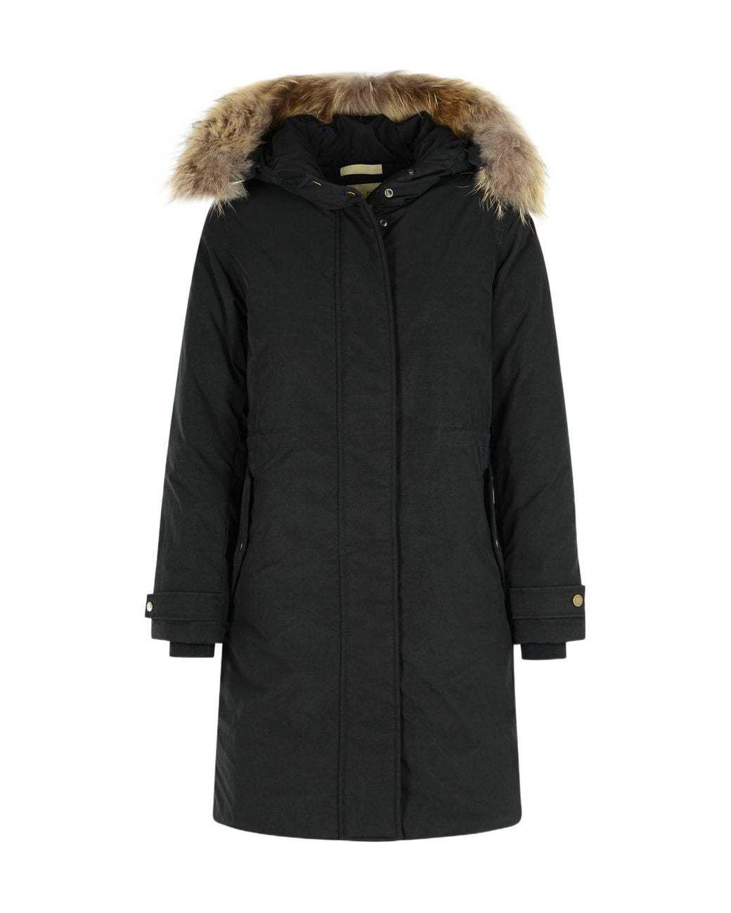 Woolrich Black Long Sleeved Hooded Coat