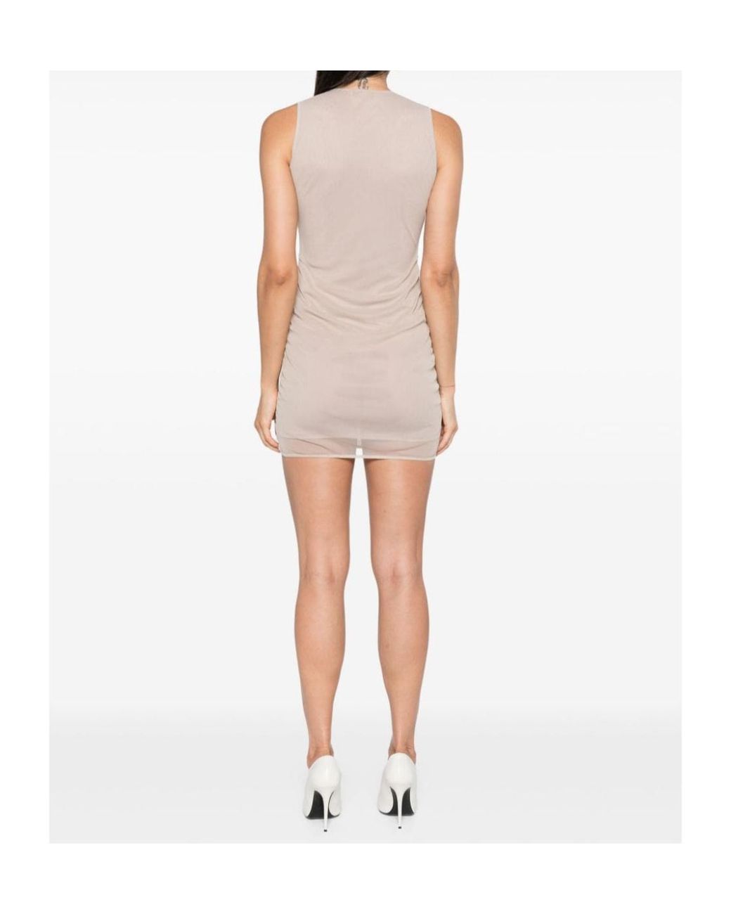 Saint Laurent Natural Stretch Tulle Short Dress