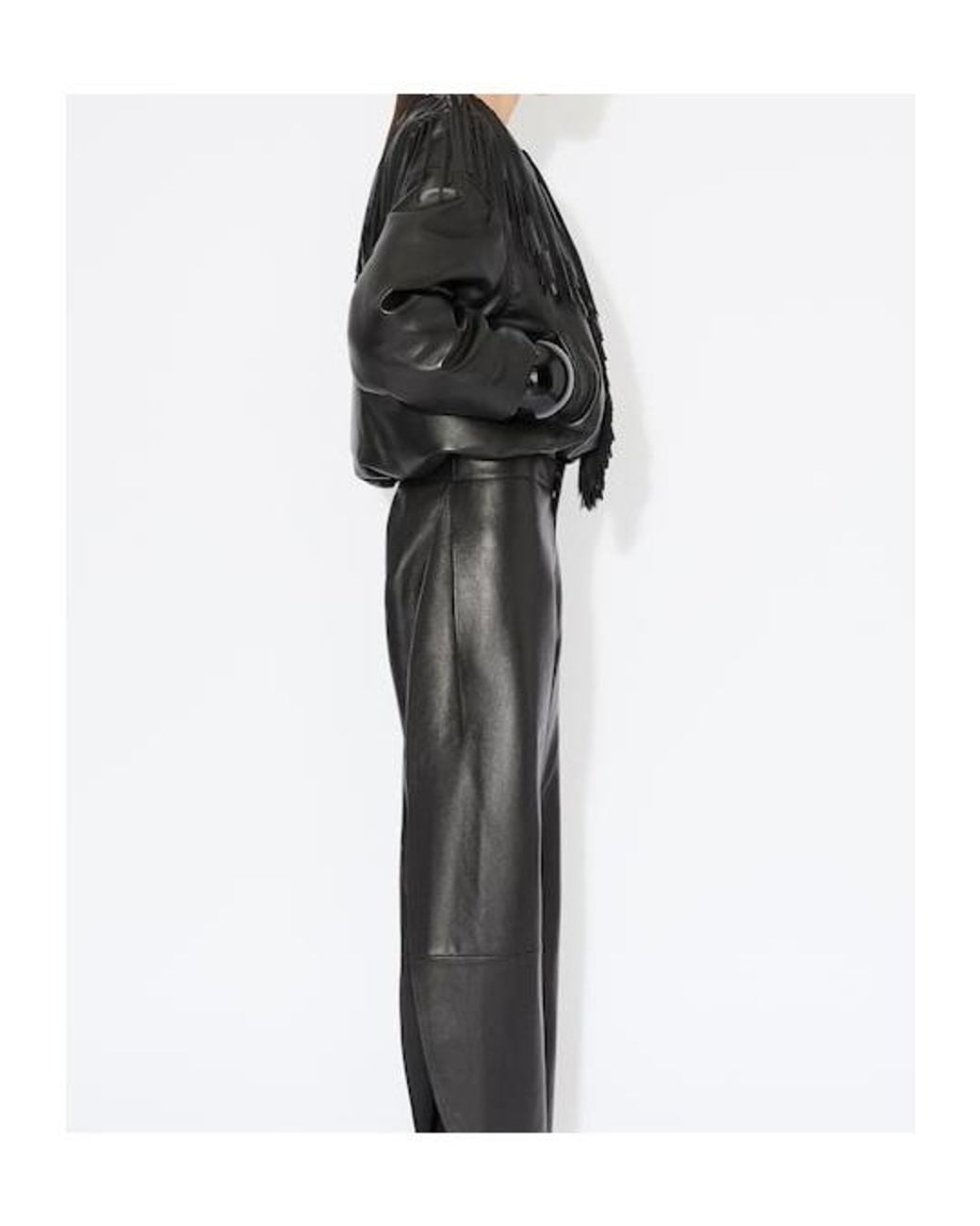 Alaïa Black Alaïa Fringed Leather Bomber Jacket