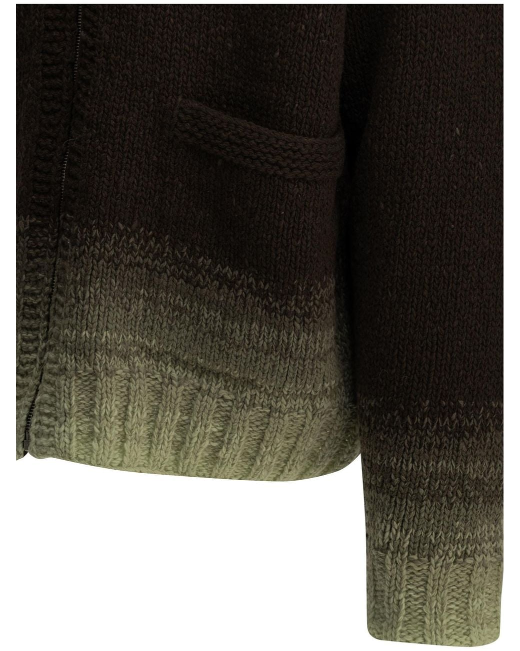 Auralee Black 'Ombré' Zip-Up Sweater for men