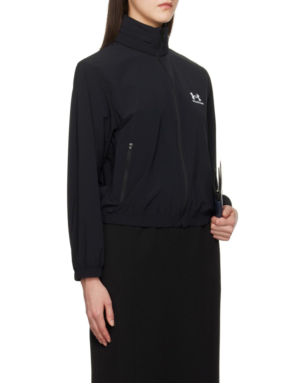 Balenciaga Blue Under Armour Logo Printed Zip-Up Windbreaker