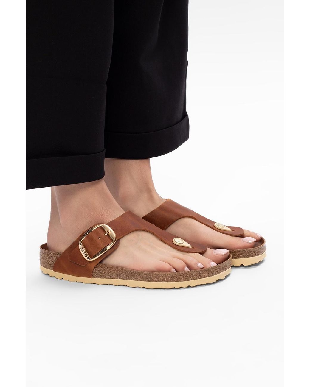 Birkenstock Brown Thong Strap Open-Toe Sandals