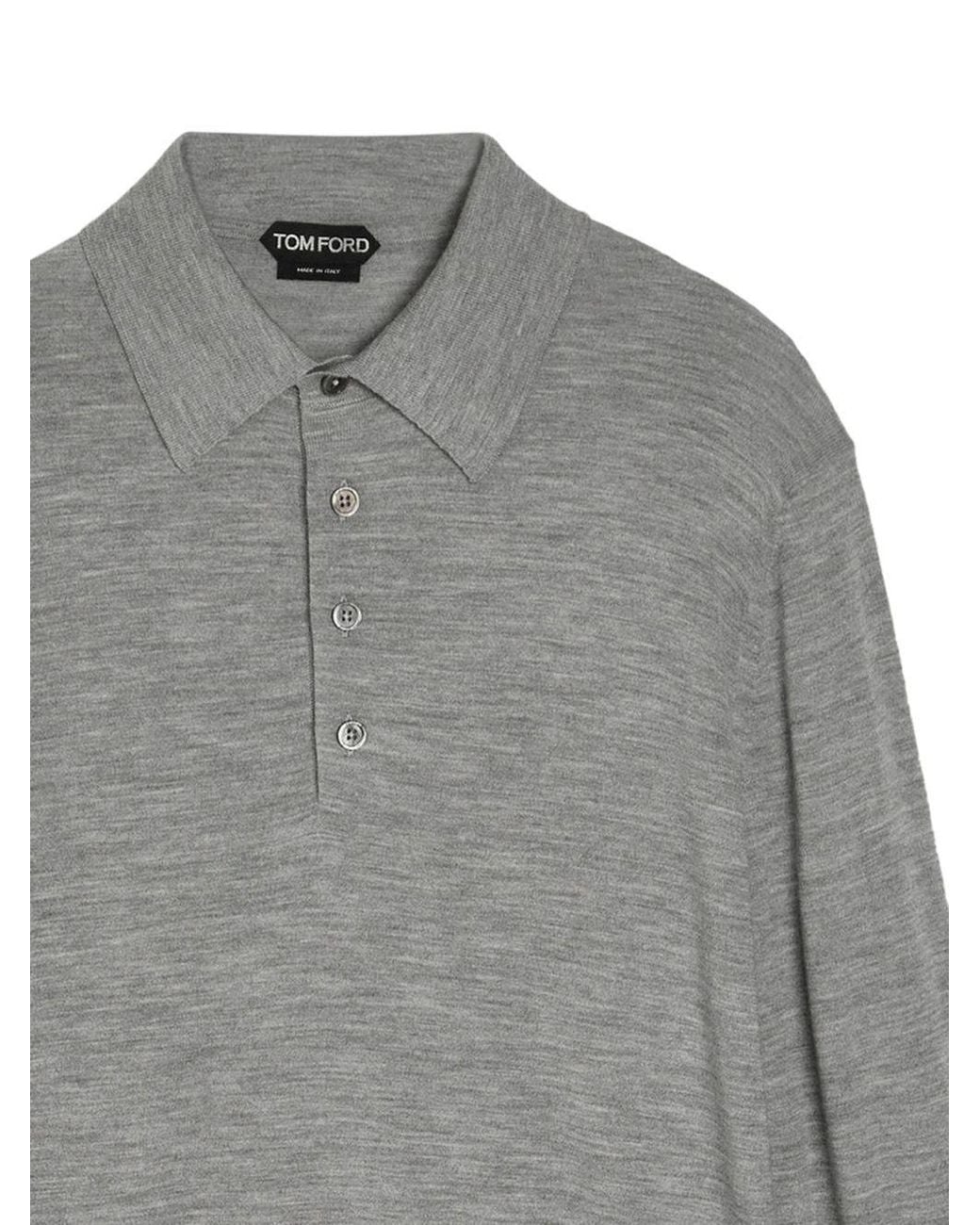 Tom Ford Gray Long-Sleeved Polo Collar Sweater for men