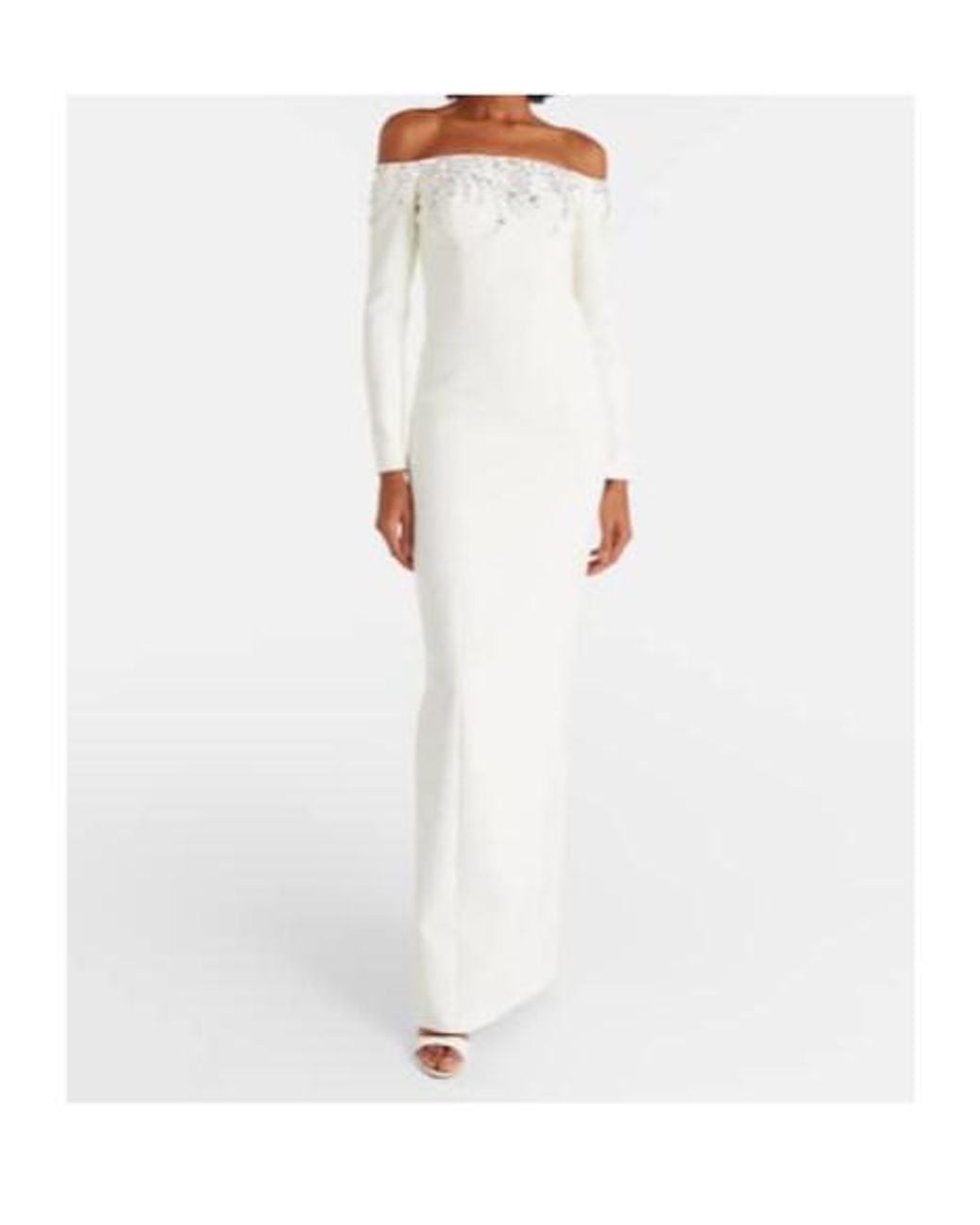 Safiyaa White Bridal Gioia Embellished Crêpe Gown