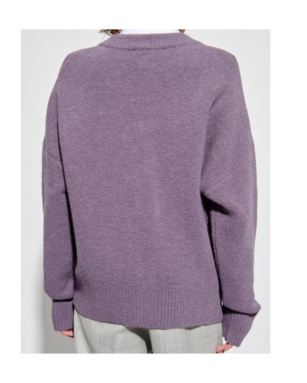 AMI Purple Ami De Coeur V-Neck Knitted Cardigan for men