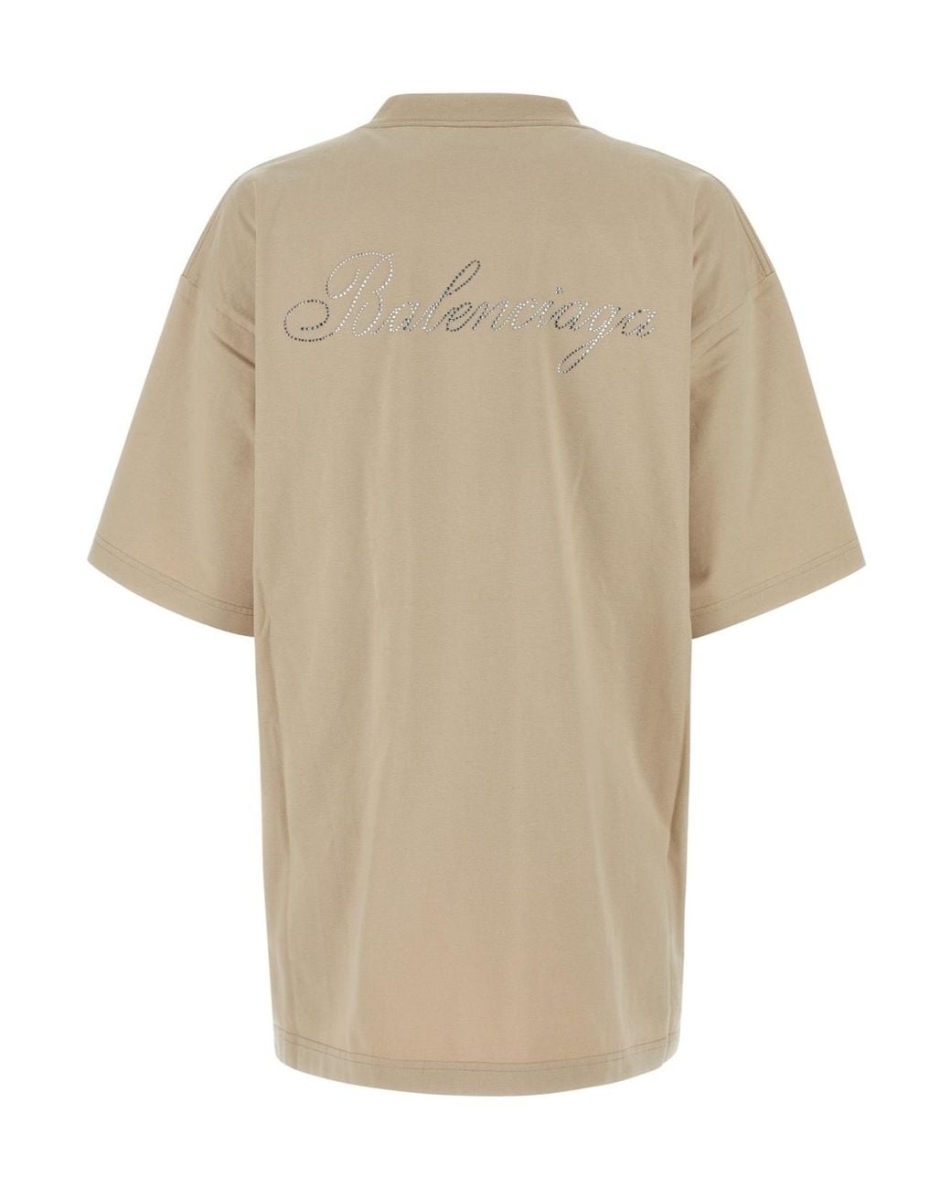 Balenciaga Natural Logo Embellished Large Fit T-Shirt