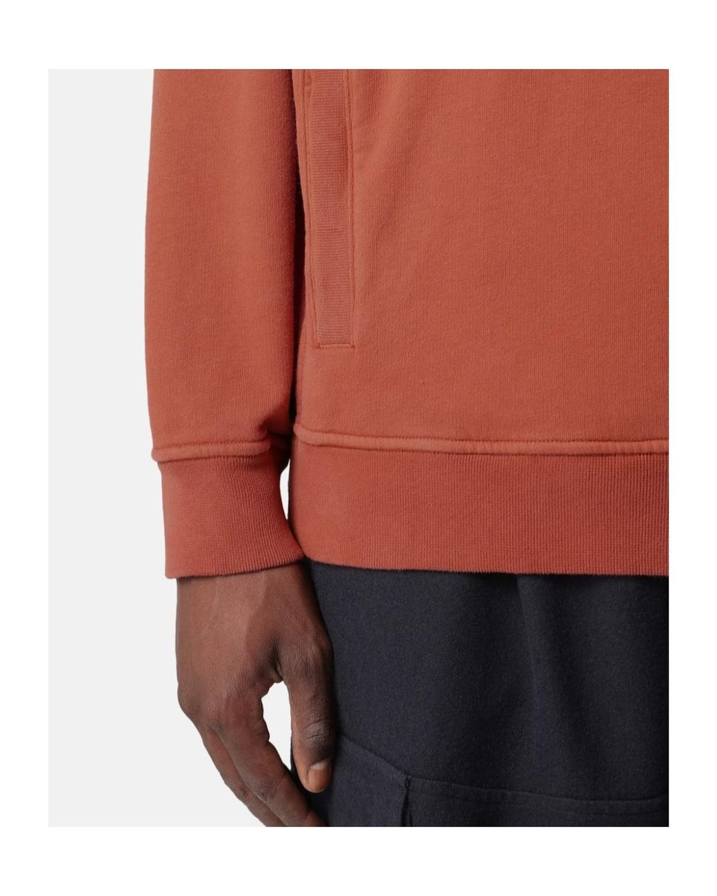 Stone Island Orange Brushed Organic Cotton Hoodie for men