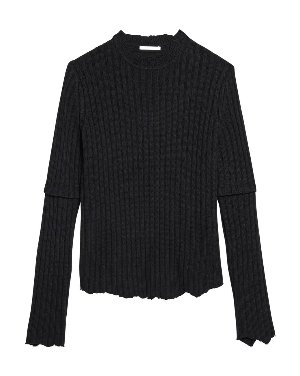 Helmut Lang Black Distressed Ribbed Jumper