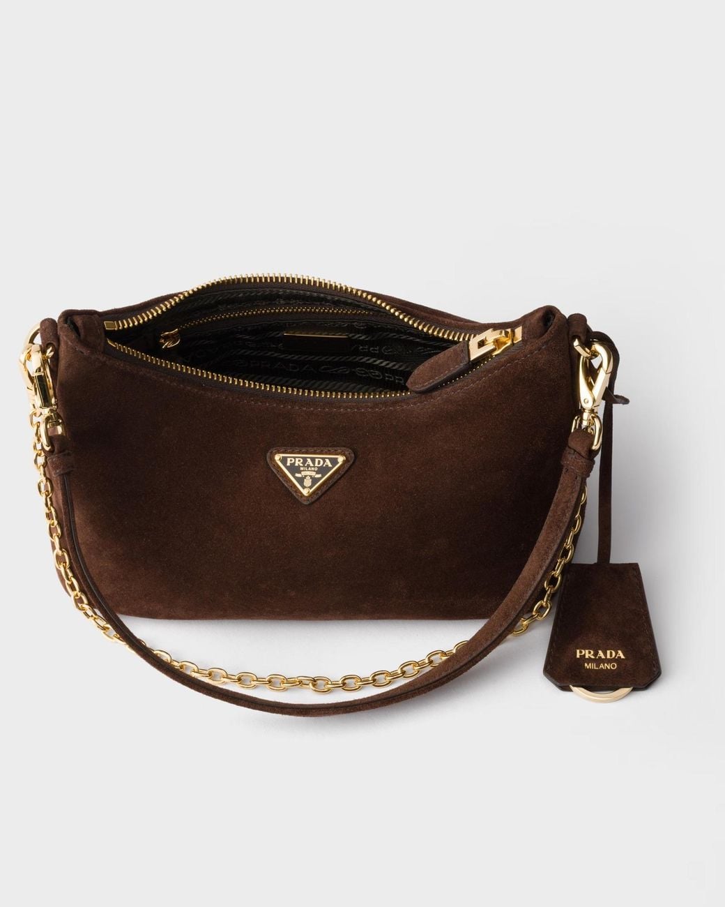 Prada Brown Suede Shoulder Bag
