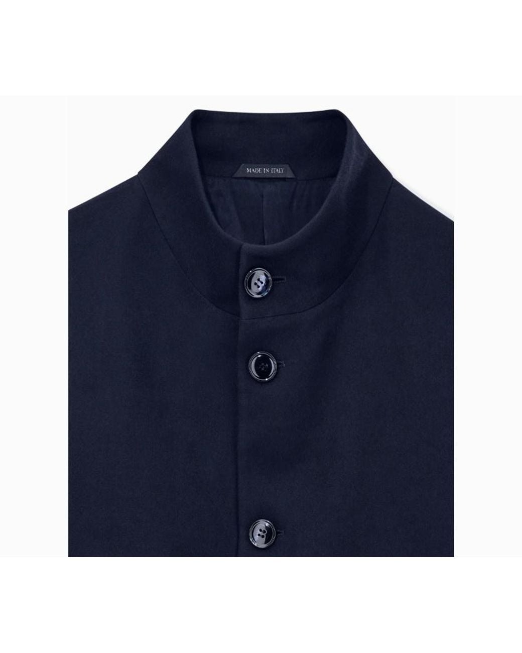 Giorgio Armani Blue Stand Collar Buttoned Jacket for men