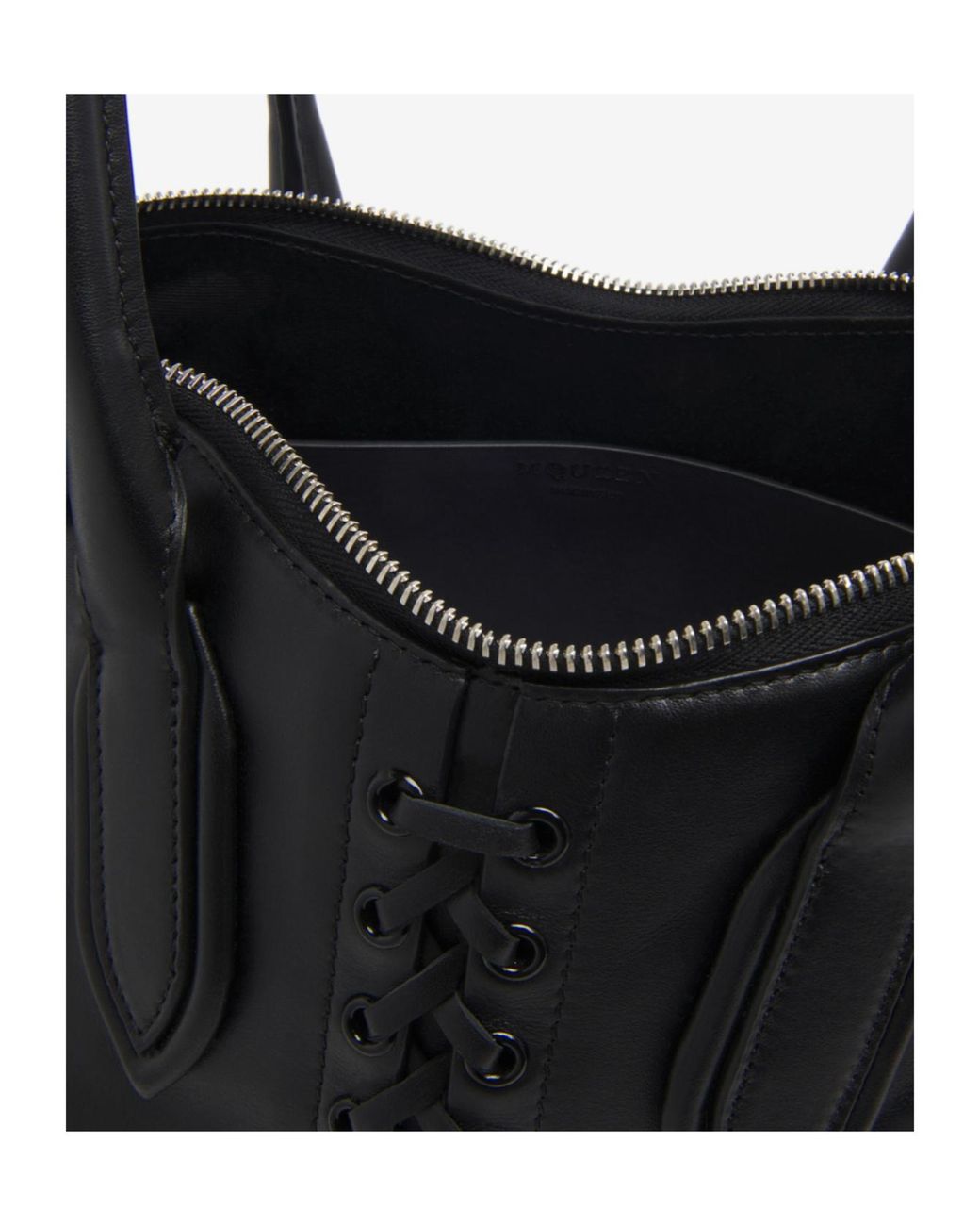 McQueen Black Manta Lace-Up Shoulder Bag