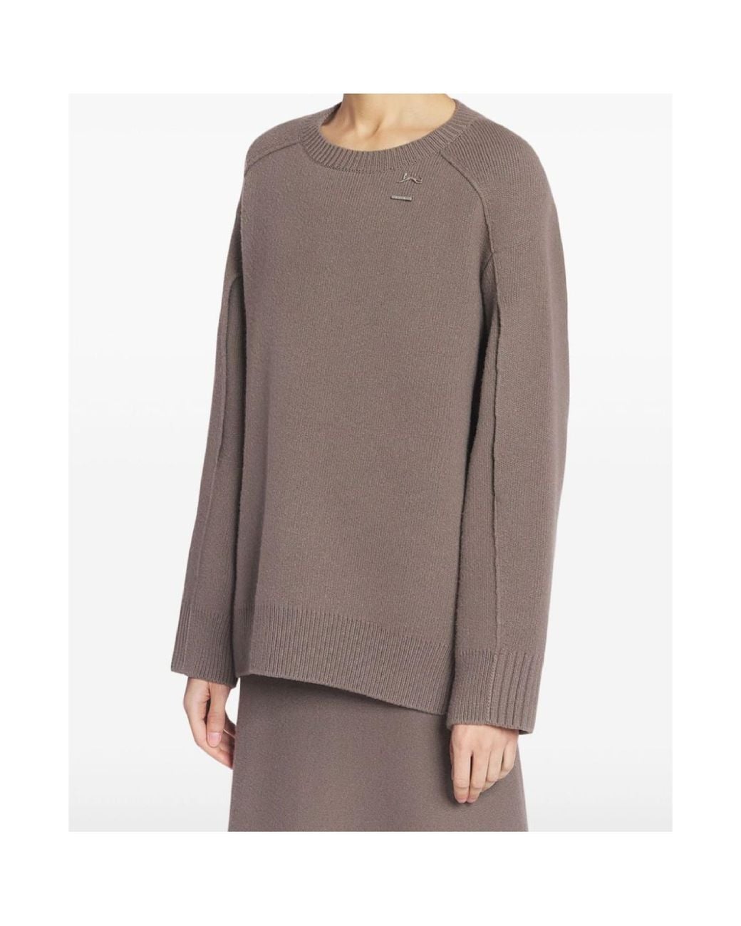 Lanvin Brown Ribbed Cuff Oversized Jumper