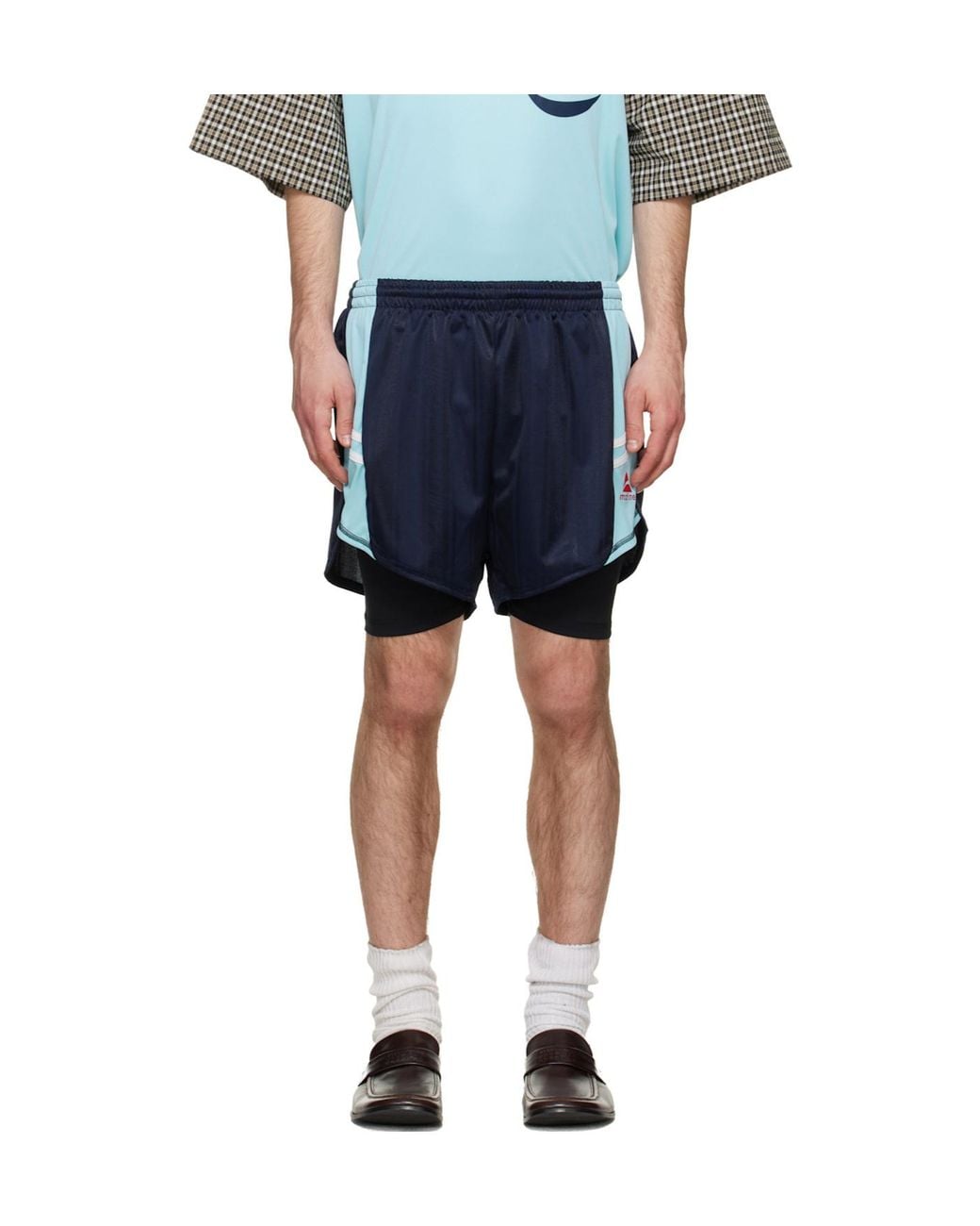 Martine Rose Blue Stripe Detail Shorts for men