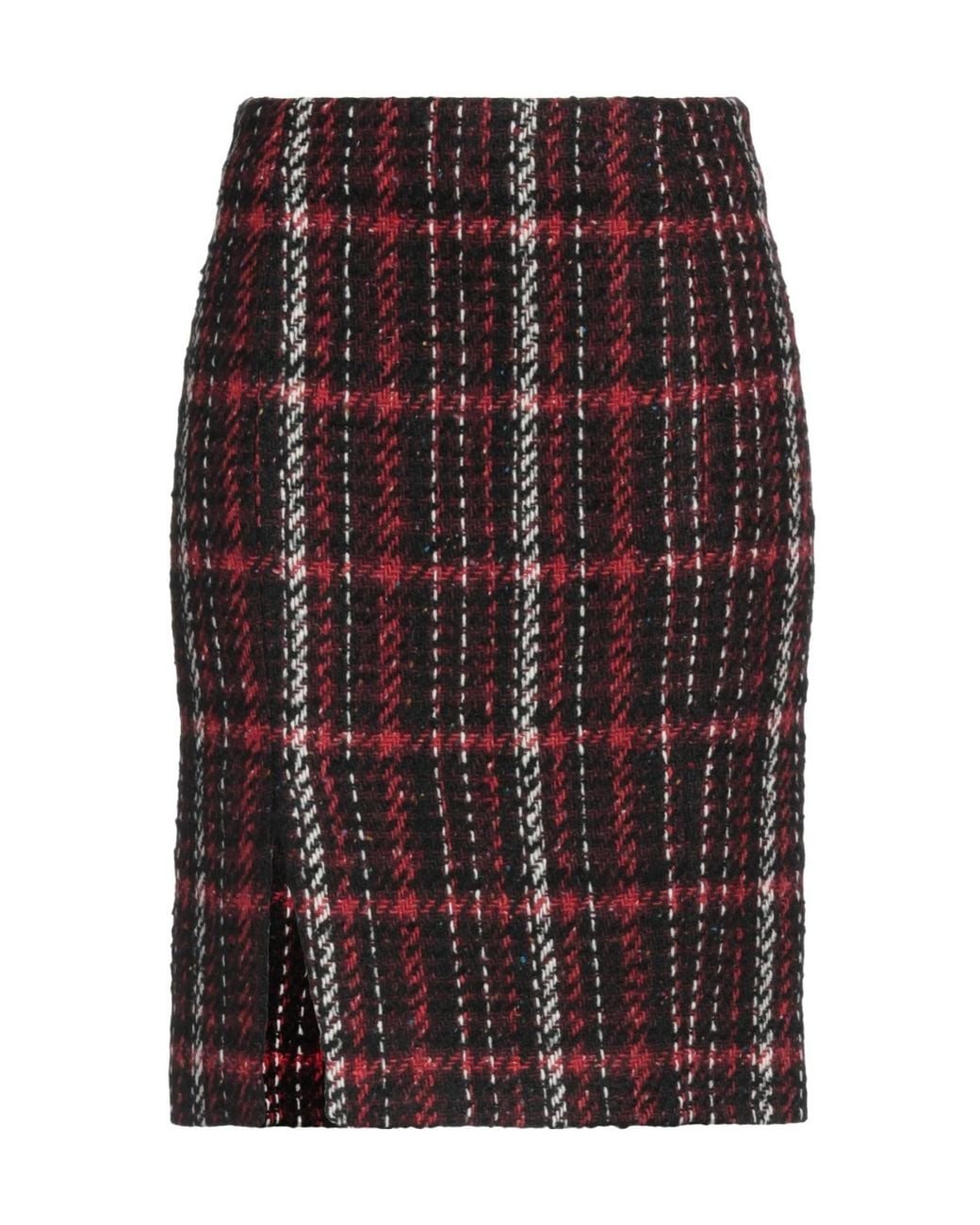 Marni Red Plaid Midi Skirt