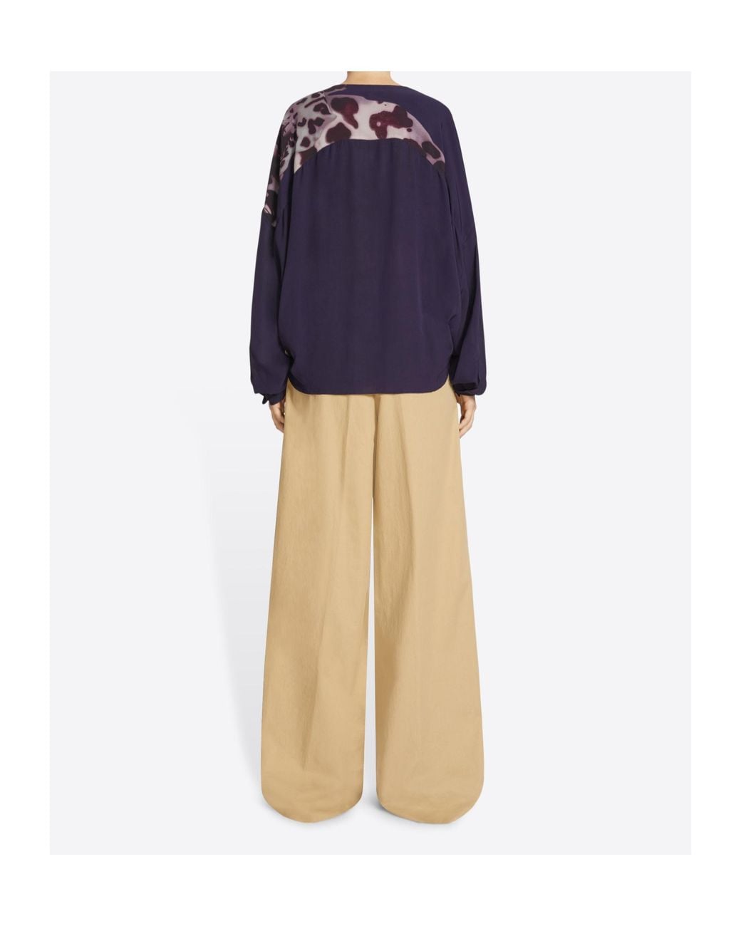 Dries Van Noten Natural Pleat Detailed Wide Leg Pants