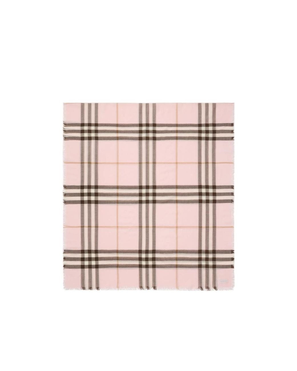 Burberry Pink Wide Check Frayed-Edge Scarf