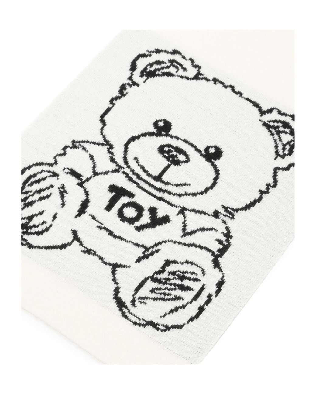 Moschino White Teddy Bear Pattern Scarf for men