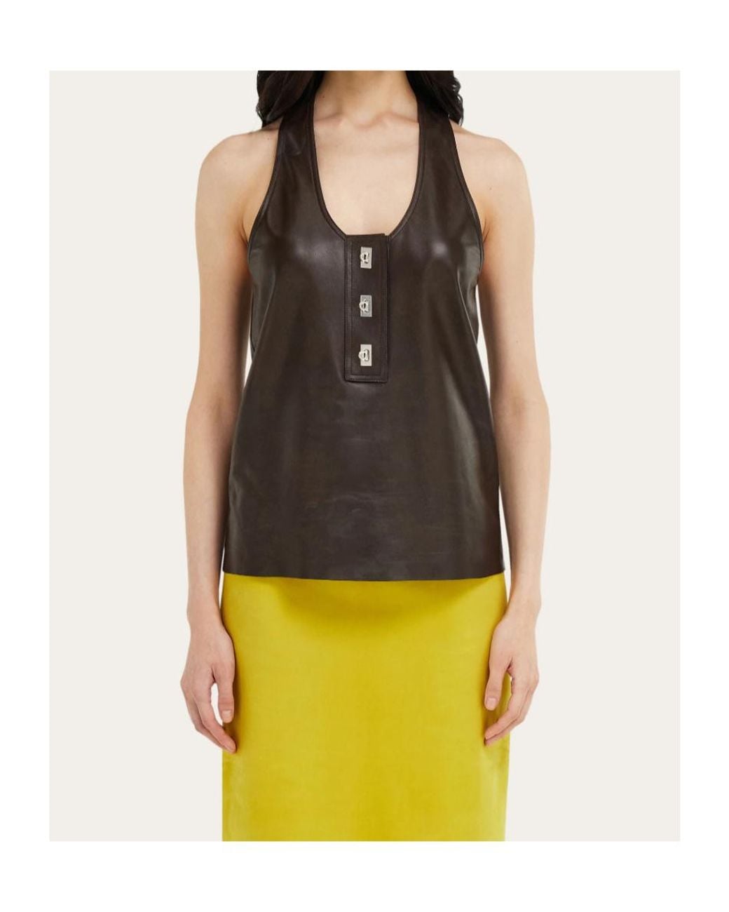 Ferragamo Black Nappa Racer Back Vest