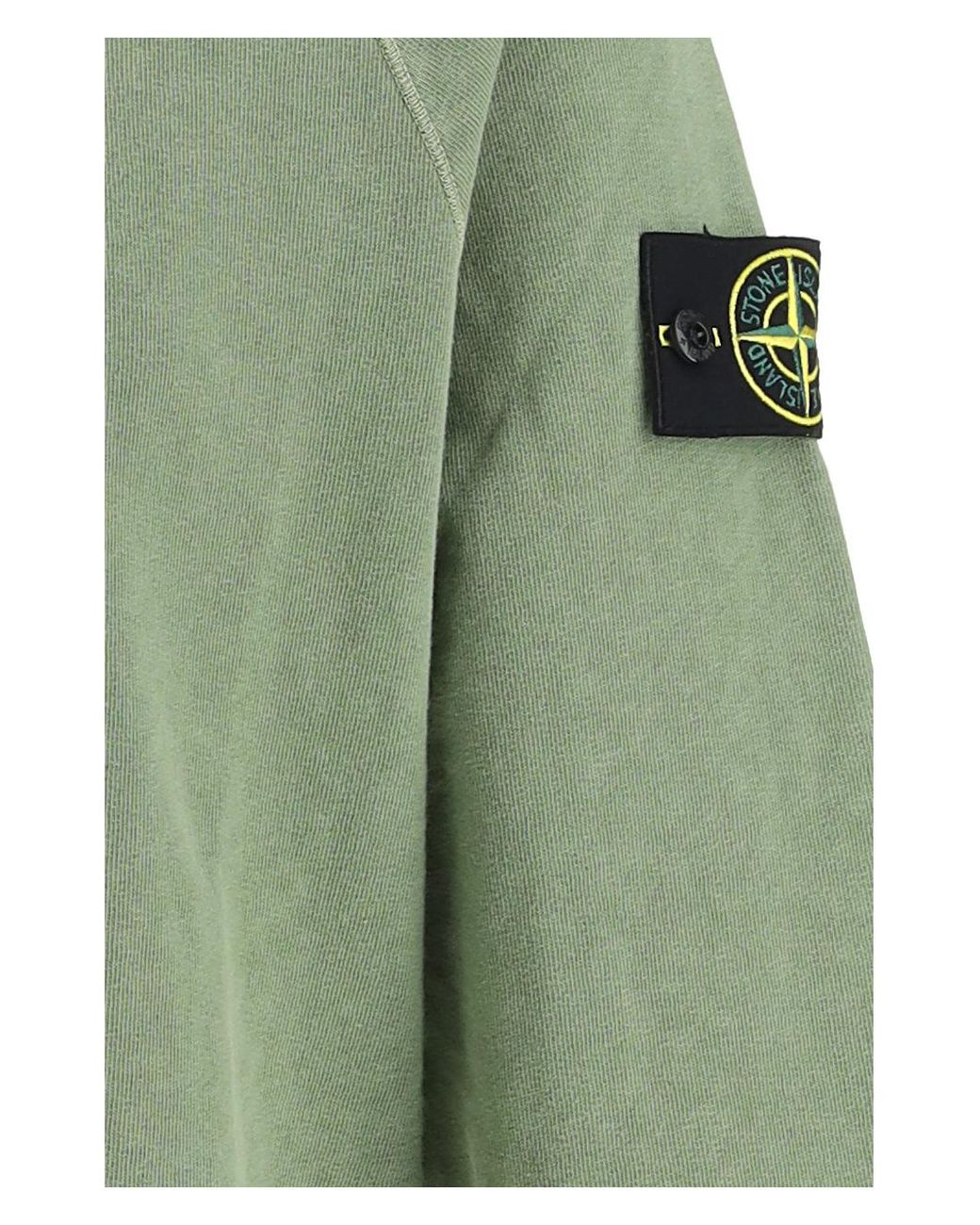 Stone Island Green Compass Patch-Detail Hoodie for men