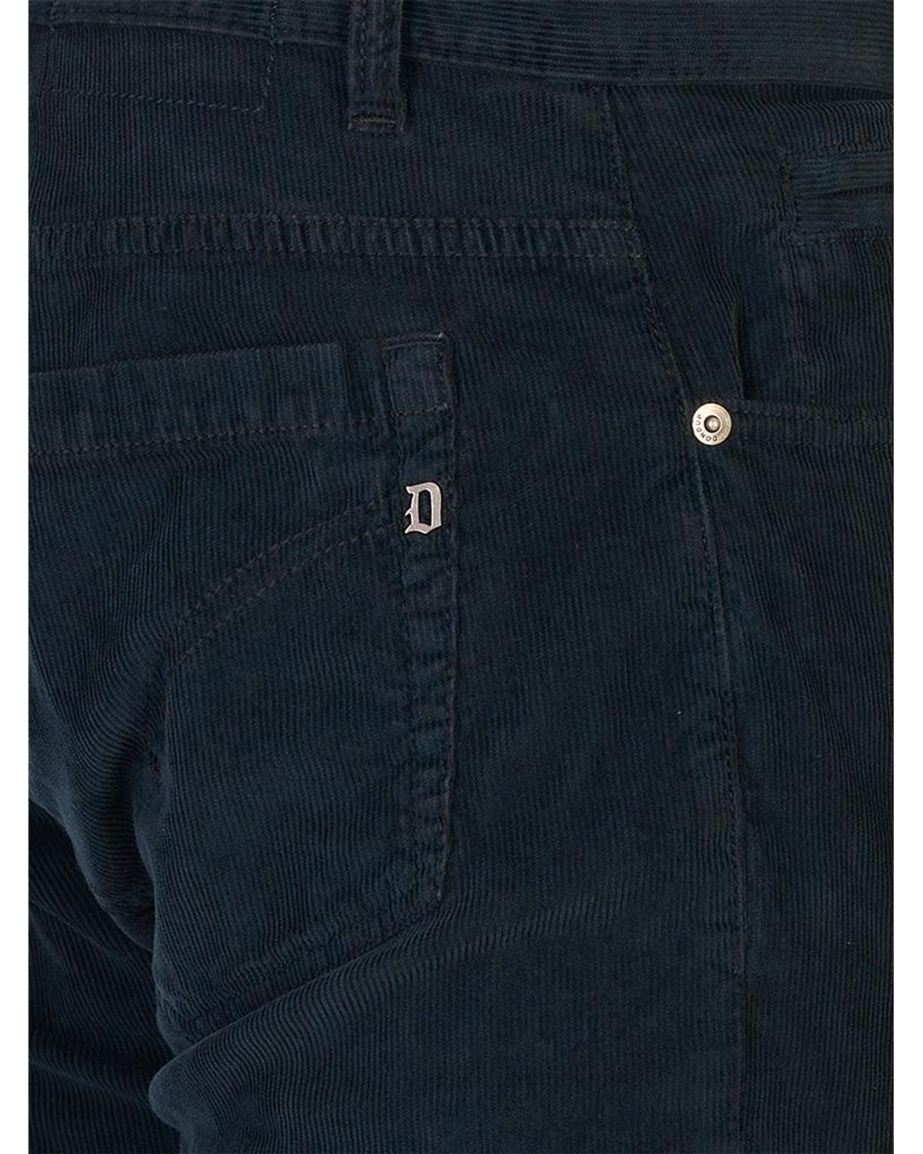 Dondup Blue Corduroy Slim-Fit Trousers for men