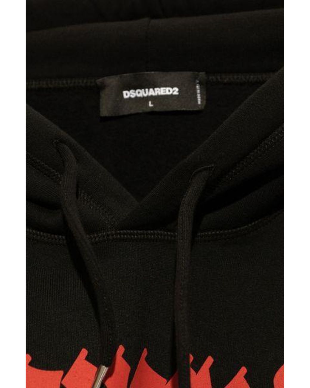 DSquared² Black Graphic Printed Drawstring Hoodie for men