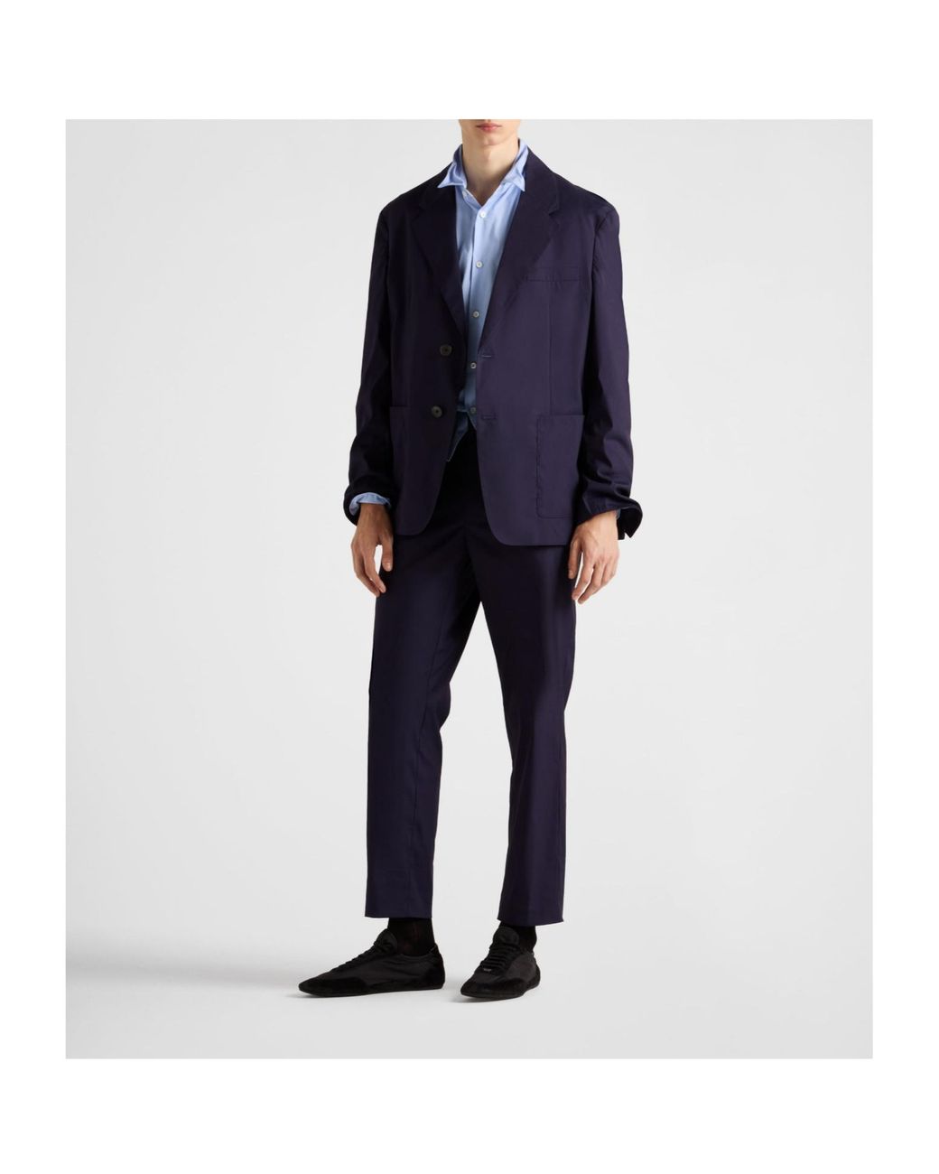 Prada Blue Single-Breasted Cotton Blend Jacket for men