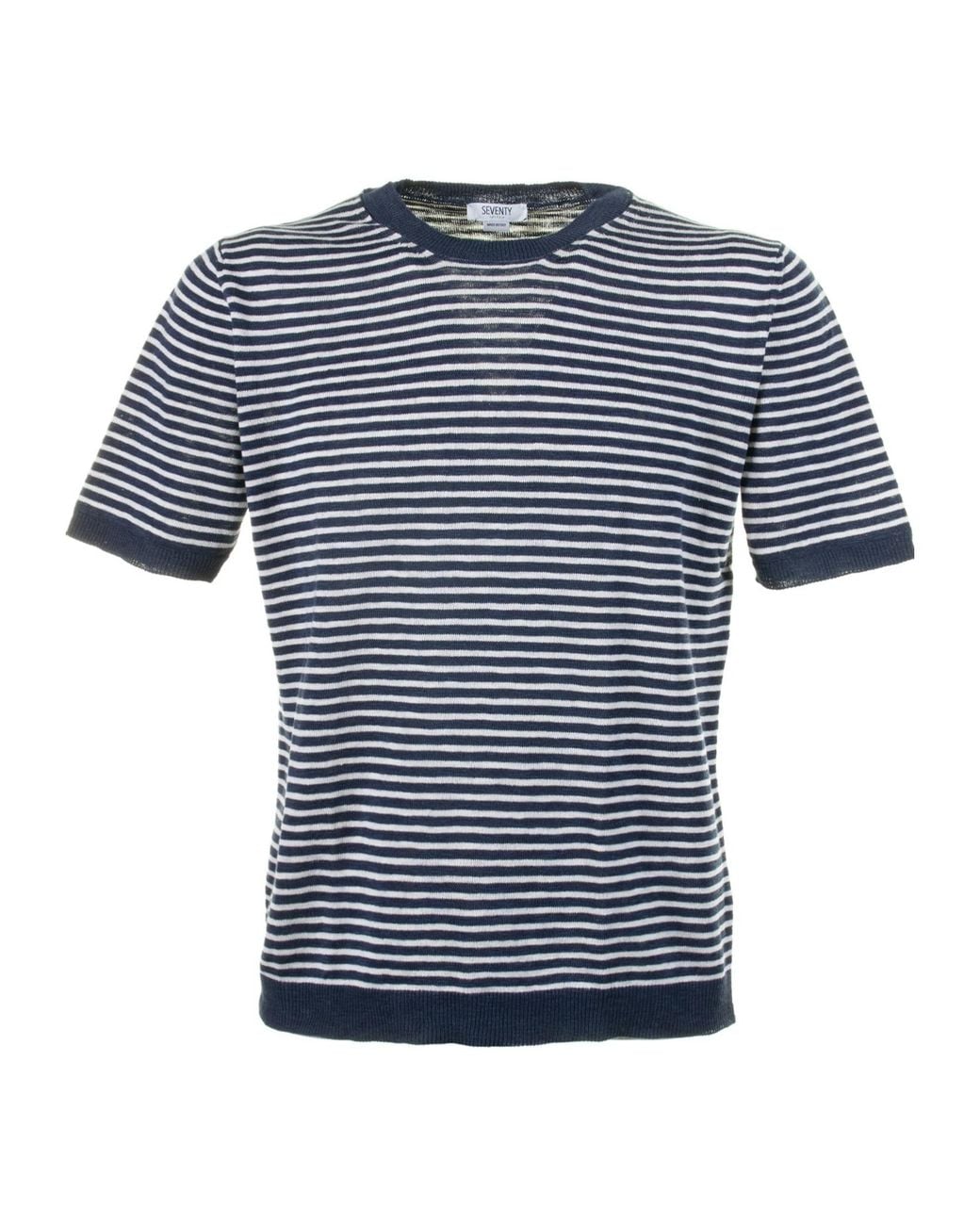 Seventy Blue Striped Crewneck T-Shirt for men