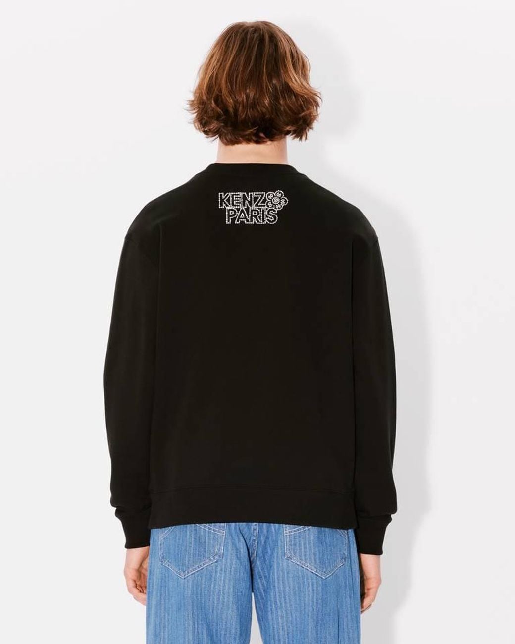KENZO Blue Logo-Embroidered Crewneck Sweatshirt for men