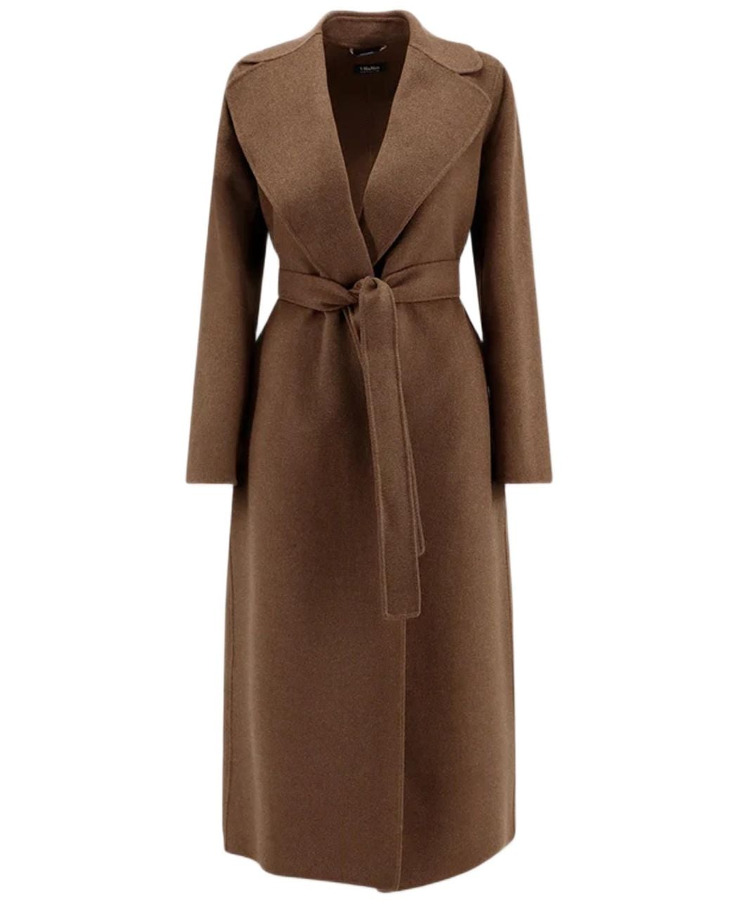 Max Mara Brown 'S Poldo Belted Long-Sleeved Coat