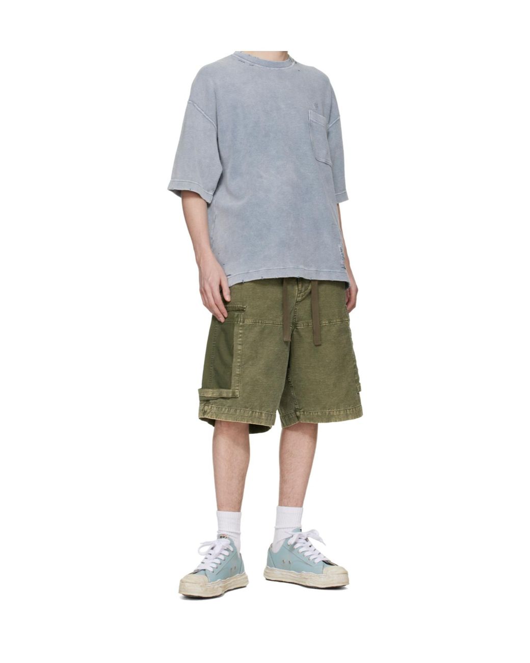 Maison Mihara Yasuhiro Blue 'Hank' Og Sole Shrink Leather Low-Top Sneakers for men