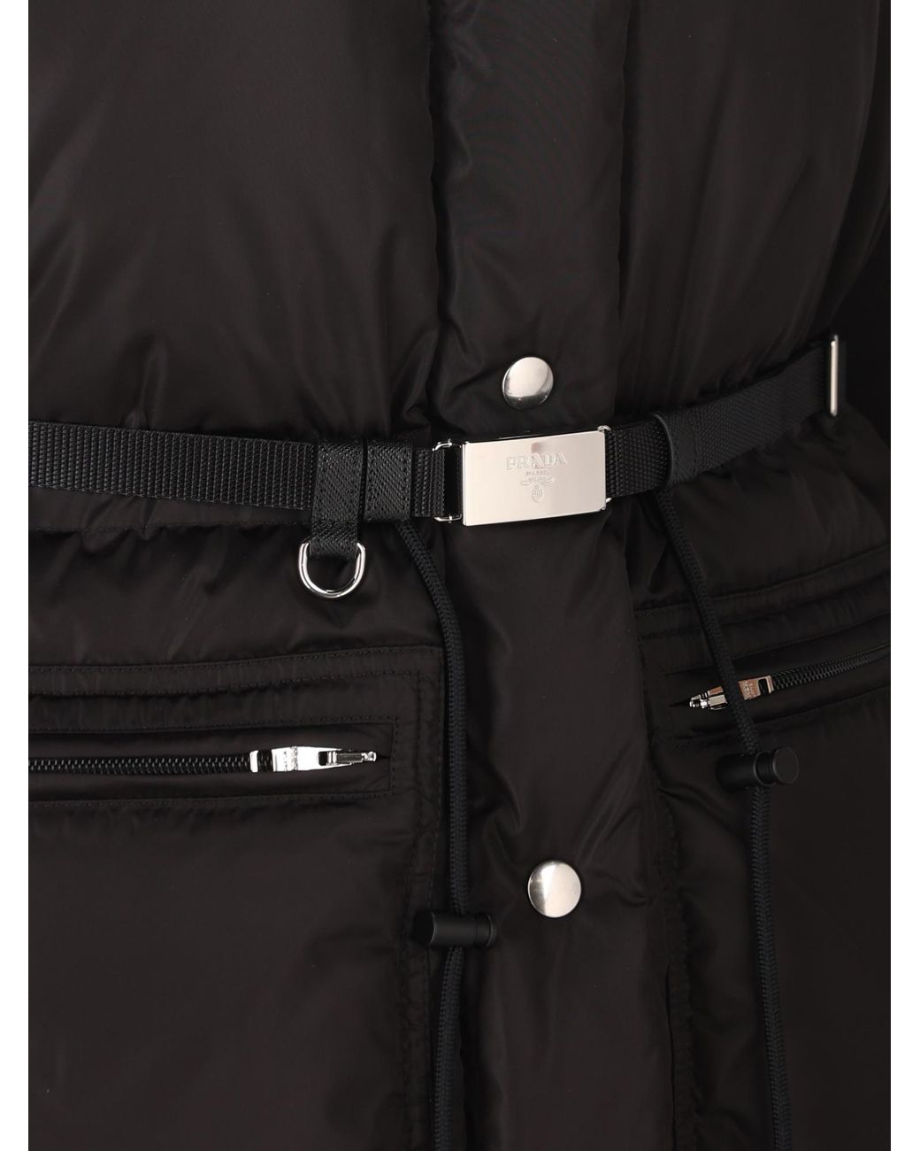 Prada Black Logo Plaque Padded Jacket